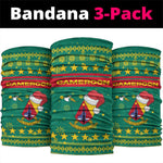 Cameroon Christmas Neck Gaiter Coat of Arms Santa Hat and Stars Motif - African Pride