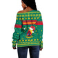 Cameroon Christmas Off Shoulder Sweater Coat of Arms Santa Hat and Stars Motif - African Pride