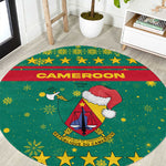 Cameroon Christmas Round Carpet Coat of Arms Santa Hat and Stars Motif - African Pride