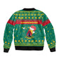 Cameroon Christmas Sleeve Zip Bomber Jacket Coat of Arms Santa Hat and Stars Motif - African Pride