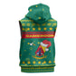 Cameroon Christmas Sleeveless Hoodie Coat of Arms Santa Hat and Stars Motif - African Pride