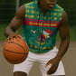 Cameroon Christmas Sleeveless Zip Hoodie Coat of Arms Santa Hat and Stars Motif - African Pride