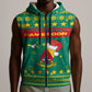 Cameroon Christmas Sleeveless Zip Hoodie Coat of Arms Santa Hat and Stars Motif - African Pride