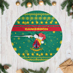 Cameroon Christmas Tree Skirt Coat of Arms Santa Hat and Stars Motif - African Pride