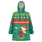 Cameroon Christmas Wearable Blanket Hoodie Coat of Arms Santa Hat and Stars Motif - African Pride