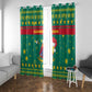 Cameroon Christmas Window Curtain Coat of Arms Santa Hat and Stars Motif - African Pride