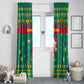 Cameroon Christmas Window Curtain Coat of Arms Santa Hat and Stars Motif - African Pride
