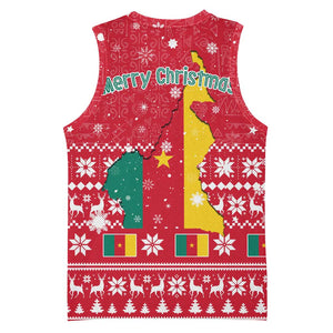 Cameroon Christmas Basketball Jersey Snowflake Pattern Traditional Santa and Map Motif TS04