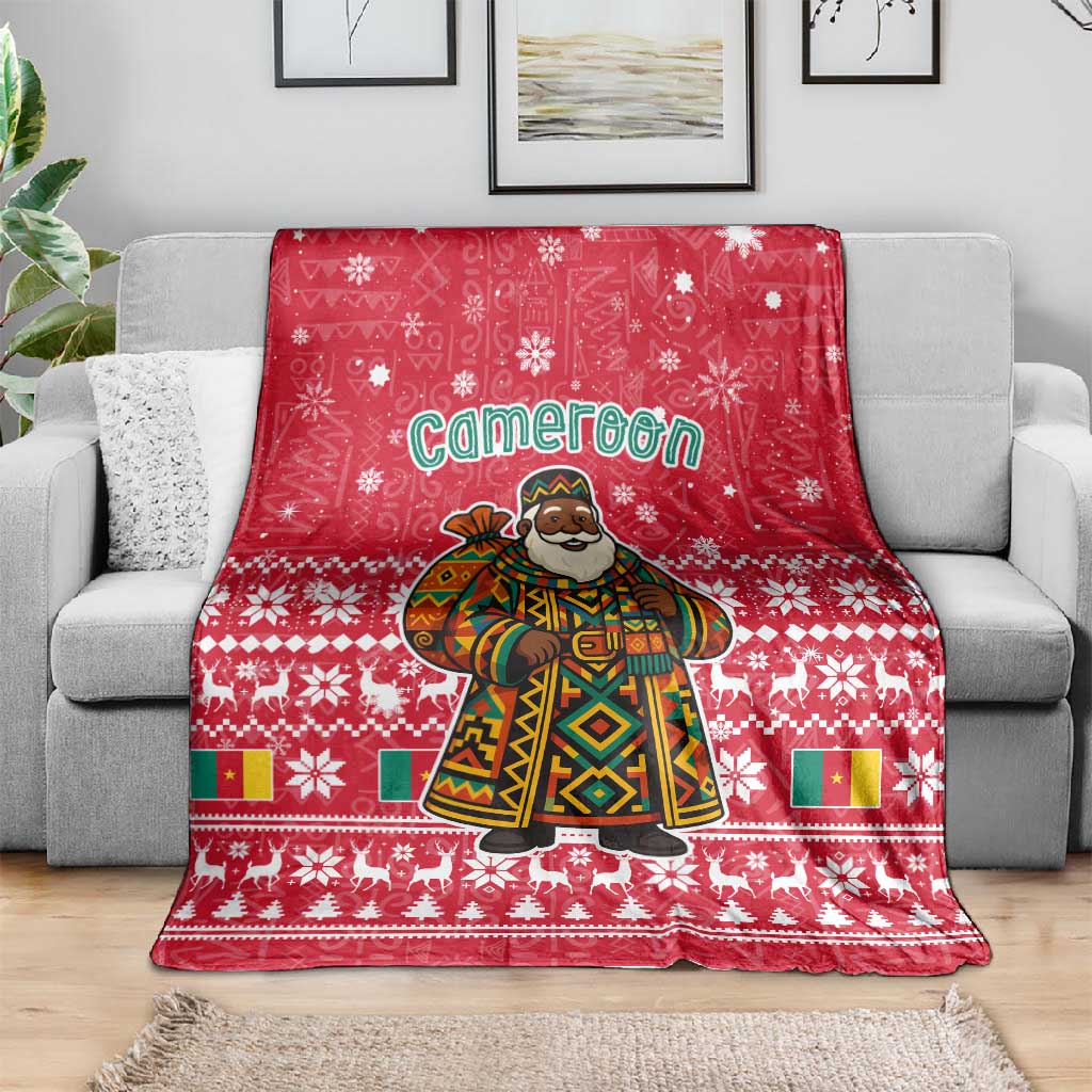 Cameroon Christmas Blanket Snowflake Pattern Traditional Santa and Map Motif - African Pride