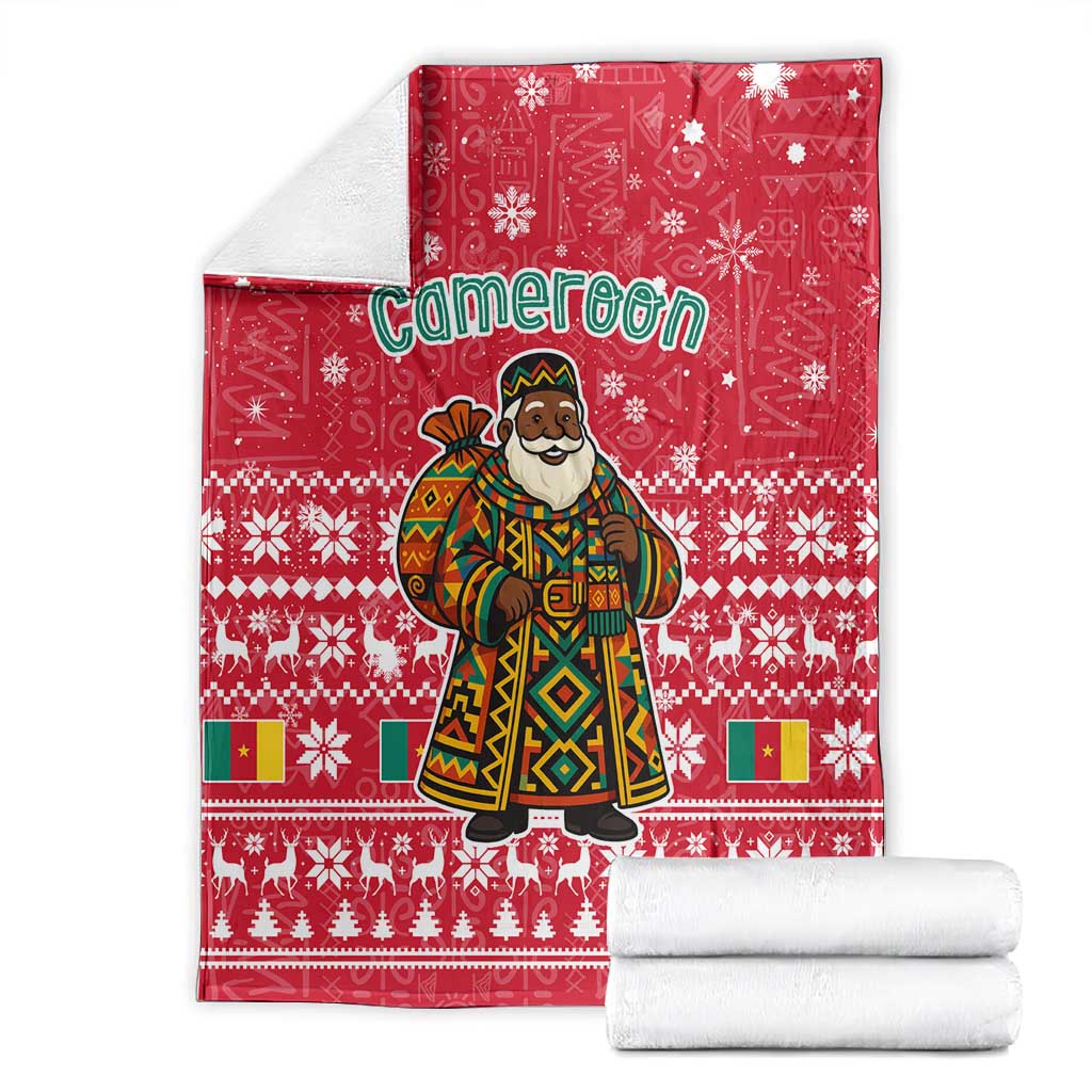 Cameroon Christmas Blanket Snowflake Pattern Traditional Santa and Map Motif - African Pride