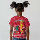 Cameroon Christmas Kid T shirt Snowflake Pattern Traditional Santa and Map Motif - African Pride