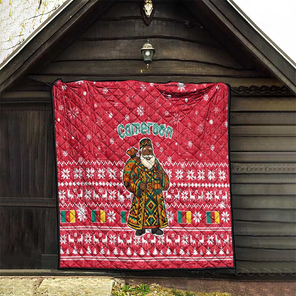 Cameroon Christmas Quilt Snowflake Pattern Traditional Santa and Map Motif - African Pride