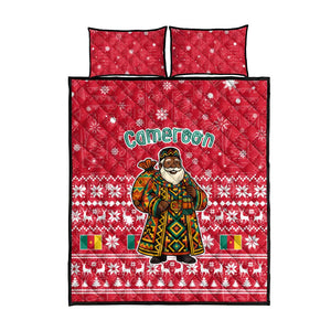 Cameroon Christmas Quilt Bed Set Snowflake Pattern Traditional Santa and Map Motif - African Pride