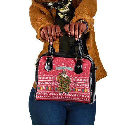 Cameroon Christmas Shoulder Handbag Snowflake Pattern Traditional Santa and Map Motif - African Pride