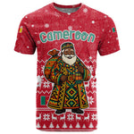 Cameroon Christmas T shirt Snowflake Pattern Traditional Santa and Map Motif - African Pride