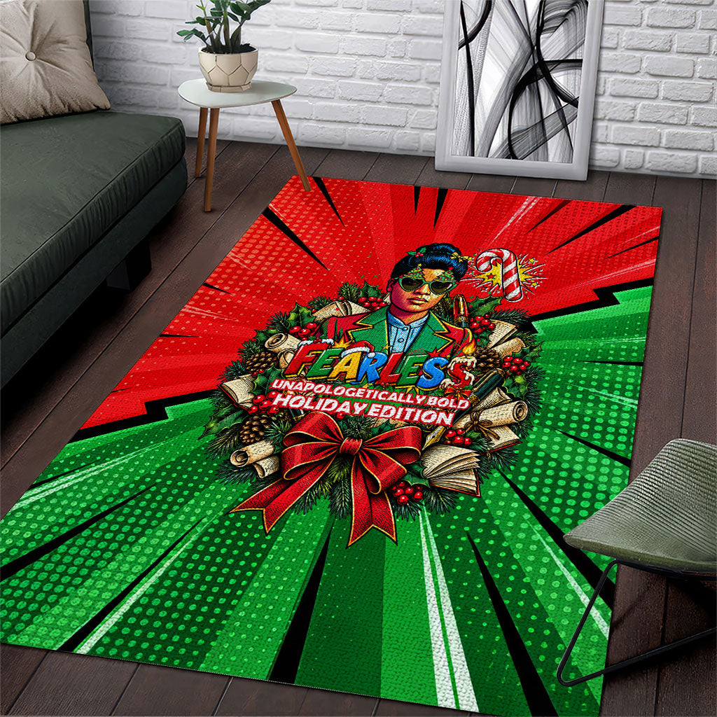 Ida B. Wells Fearless Area Rug Festive Pop Art Comic Christmas