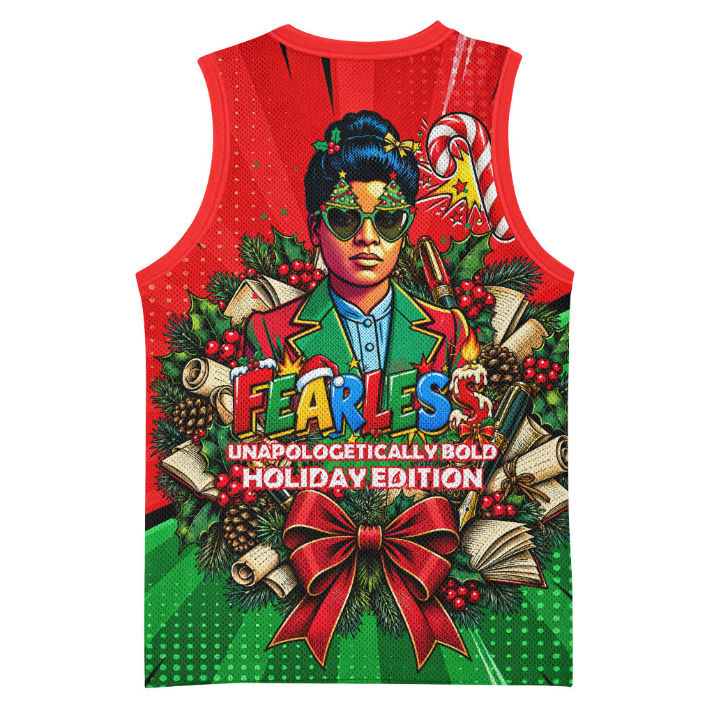 Ida B. Wells Fearless Basketball Jersey Festive Pop Art Comic Christmas