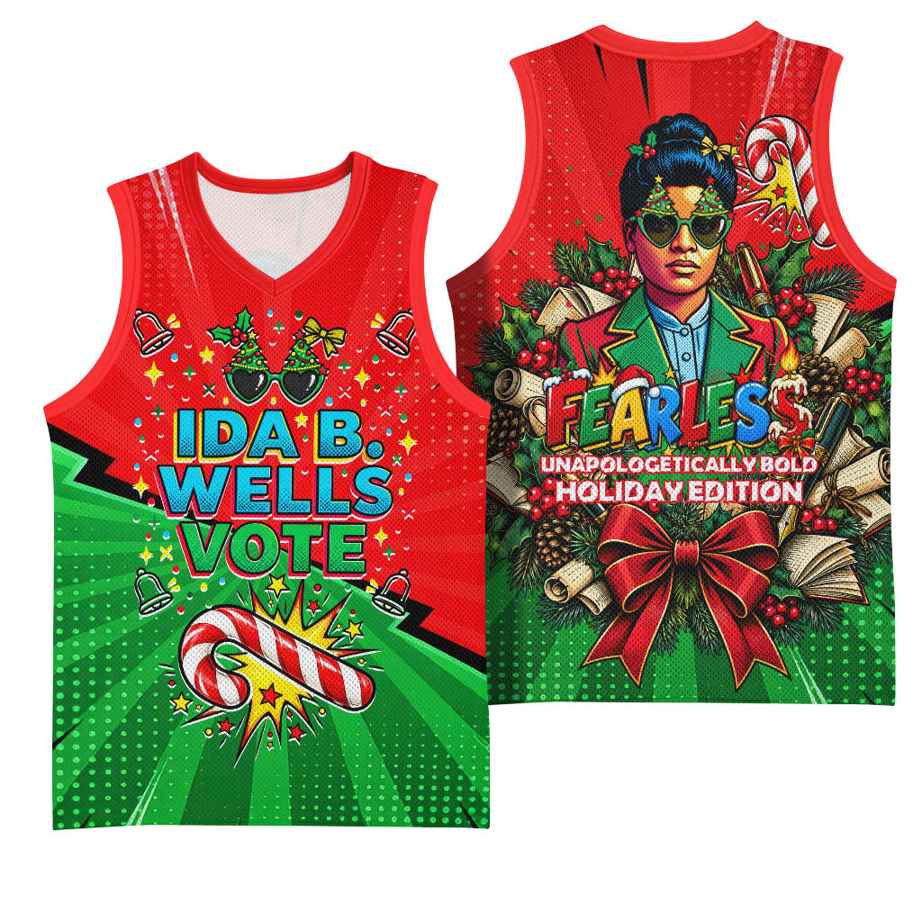 Ida B. Wells Fearless Basketball Jersey Festive Pop Art Comic Christmas