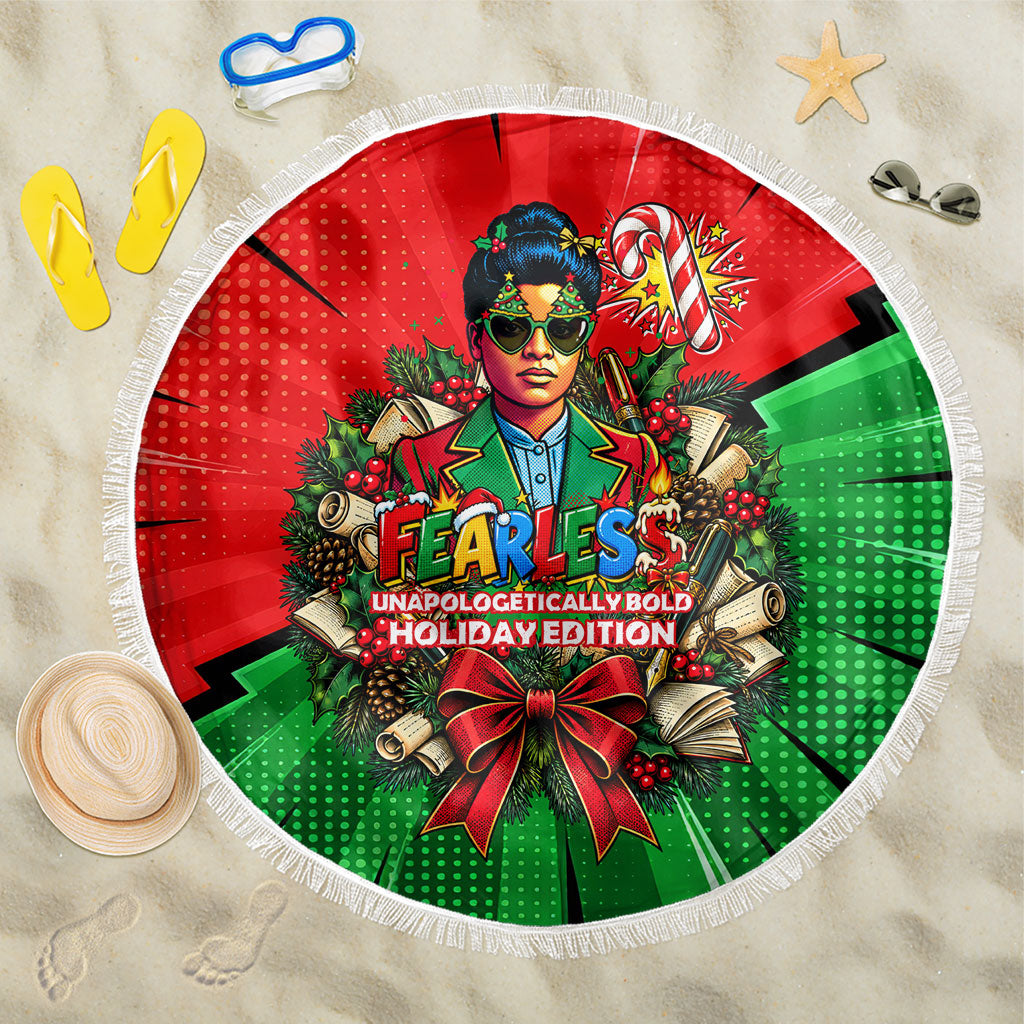 Ida B. Wells Fearless Beach Blanket Festive Pop Art Comic Christmas