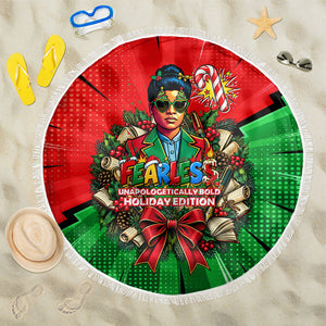 Ida B. Wells Fearless Beach Blanket Festive Pop Art Comic Christmas