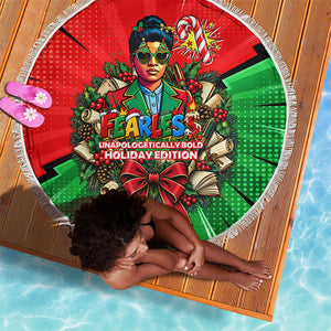 Ida B. Wells Fearless Beach Blanket Festive Pop Art Comic Christmas