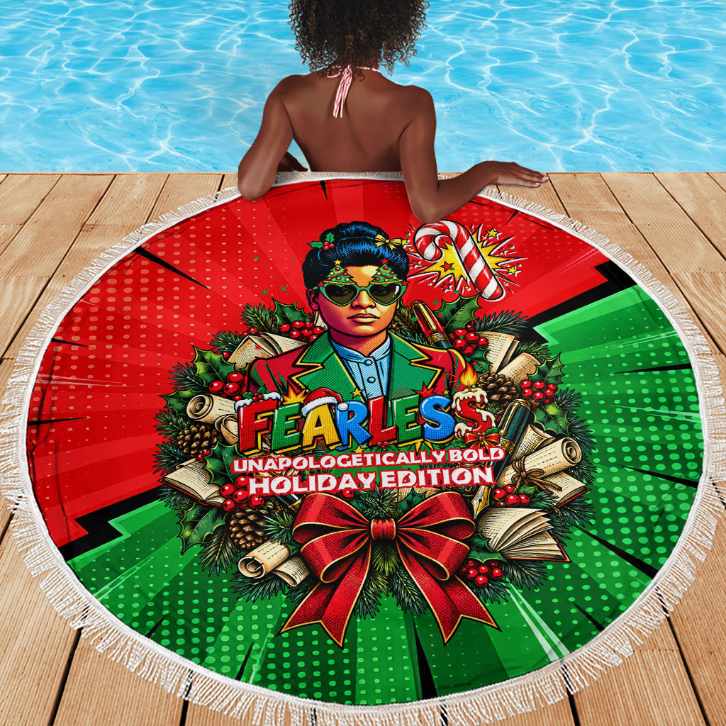 Ida B. Wells Fearless Beach Blanket Festive Pop Art Comic Christmas
