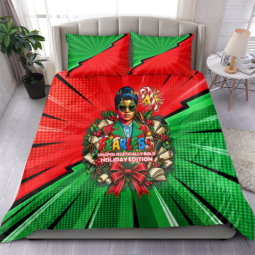 Ida B. Wells Fearless Bedding Set Festive Pop Art Comic Christmas