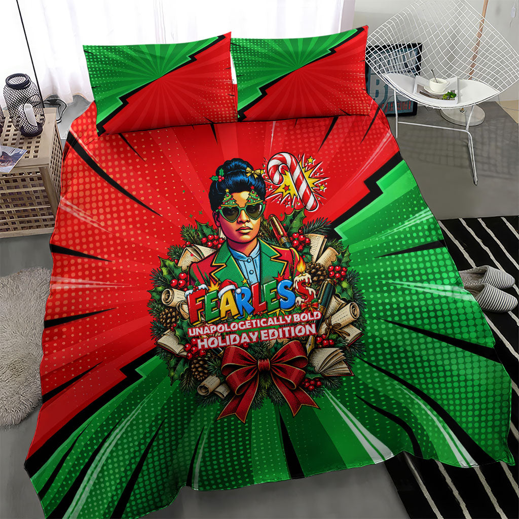 Ida B. Wells Fearless Bedding Set Festive Pop Art Comic Christmas