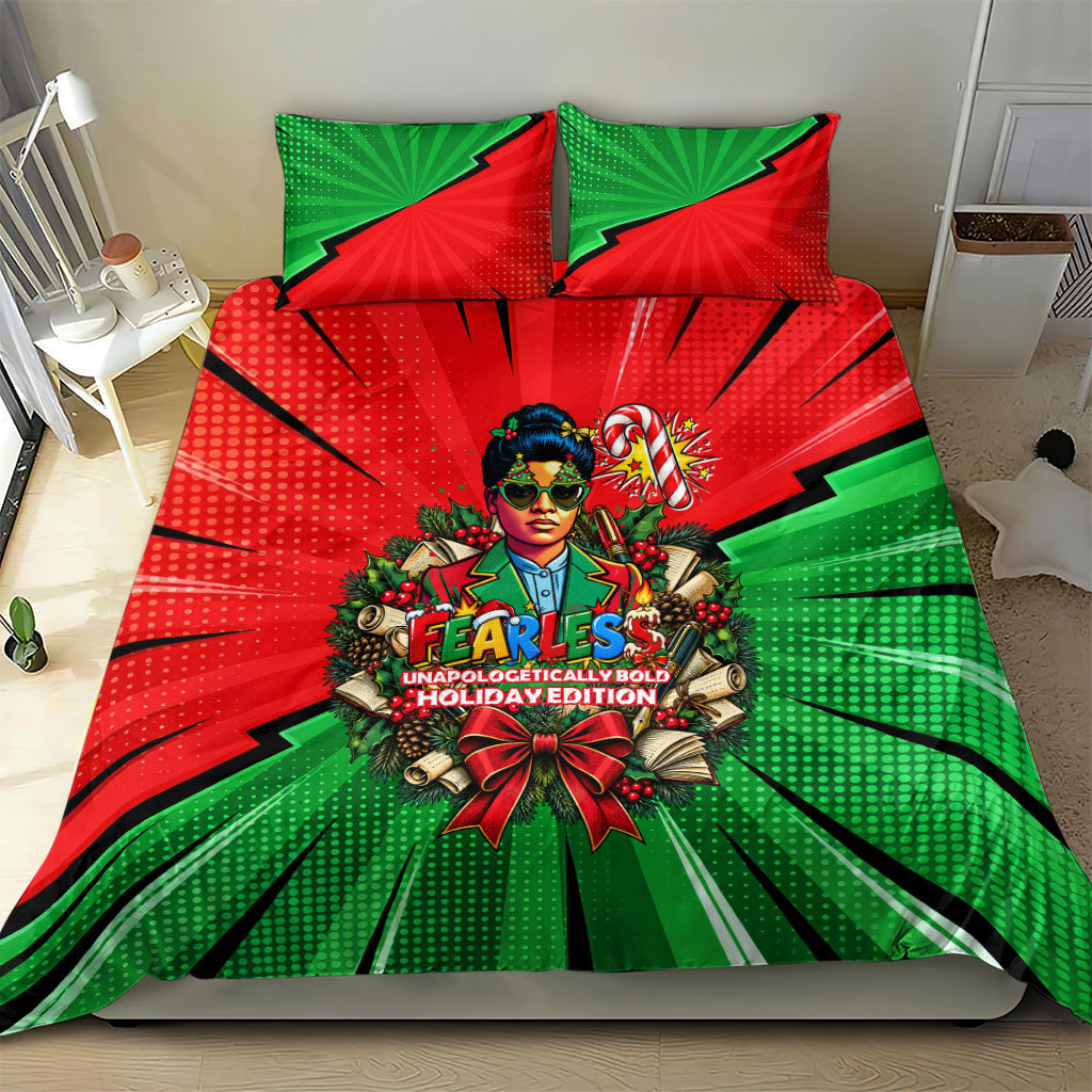 Ida B. Wells Fearless Bedding Set Festive Pop Art Comic Christmas