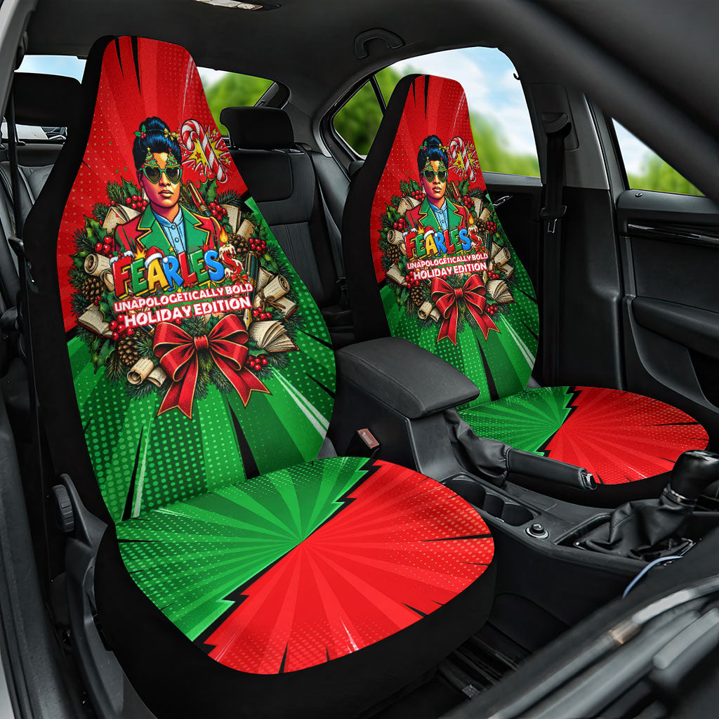 Ida B. Wells Fearless Car Seat Cover Festive Pop Art Comic Christmas
