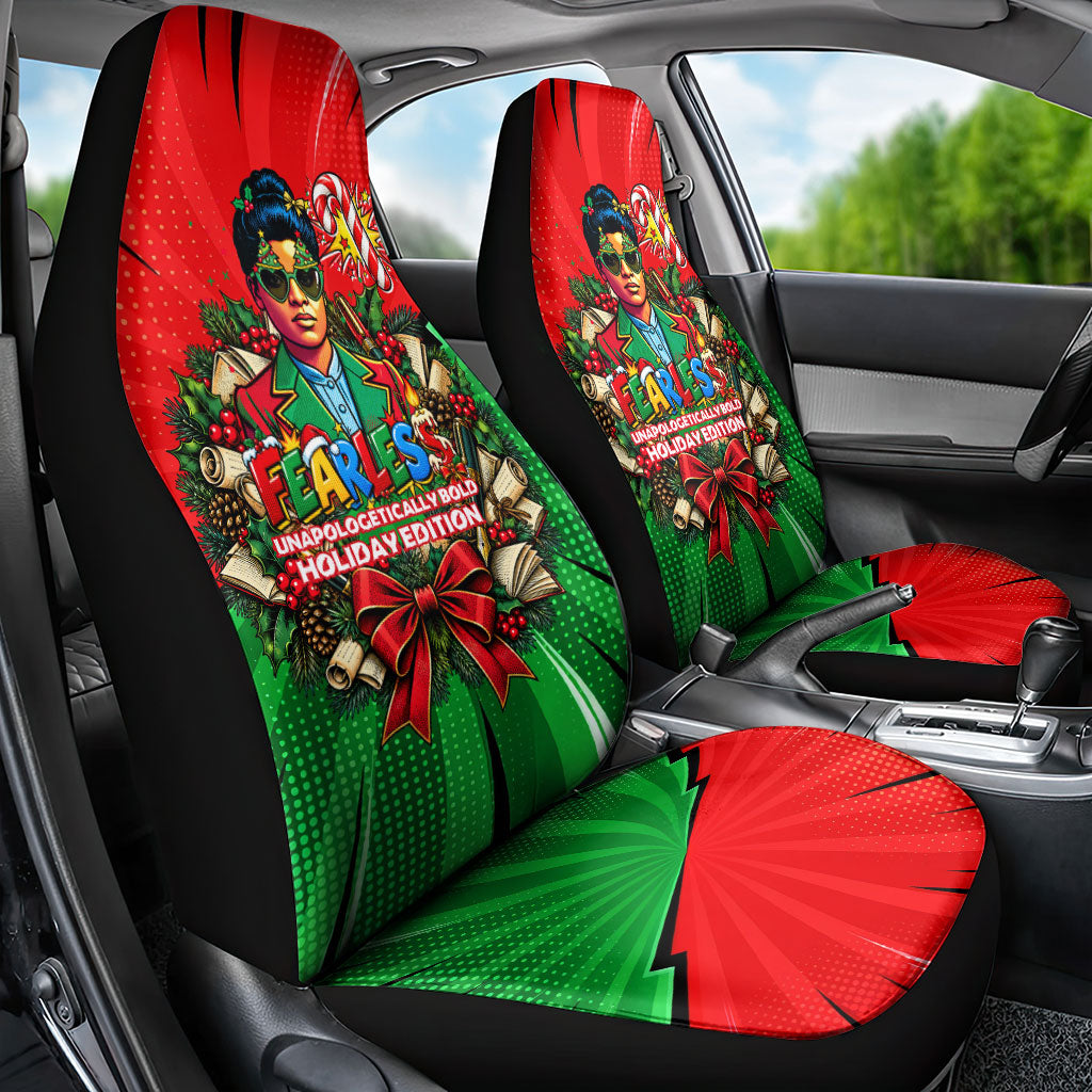 Ida B. Wells Fearless Car Seat Cover Festive Pop Art Comic Christmas