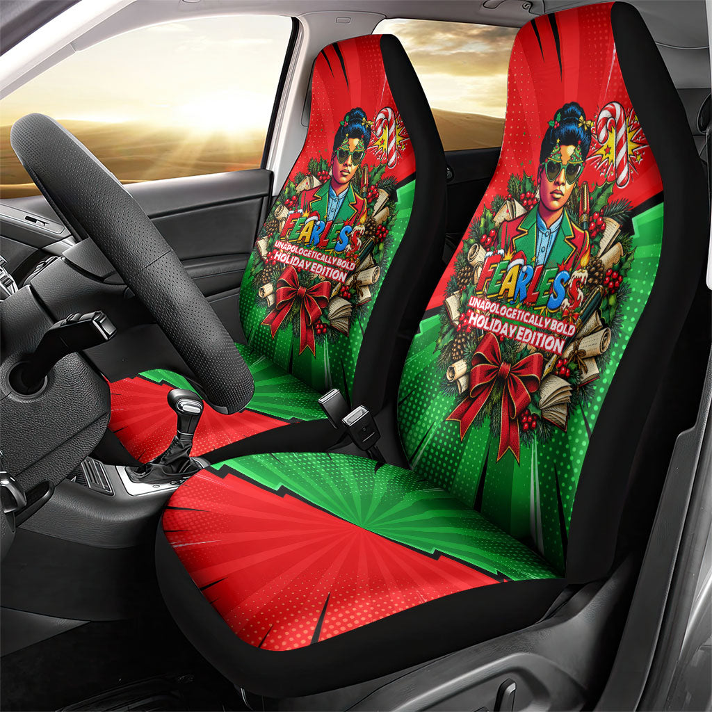 Ida B. Wells Fearless Car Seat Cover Festive Pop Art Comic Christmas
