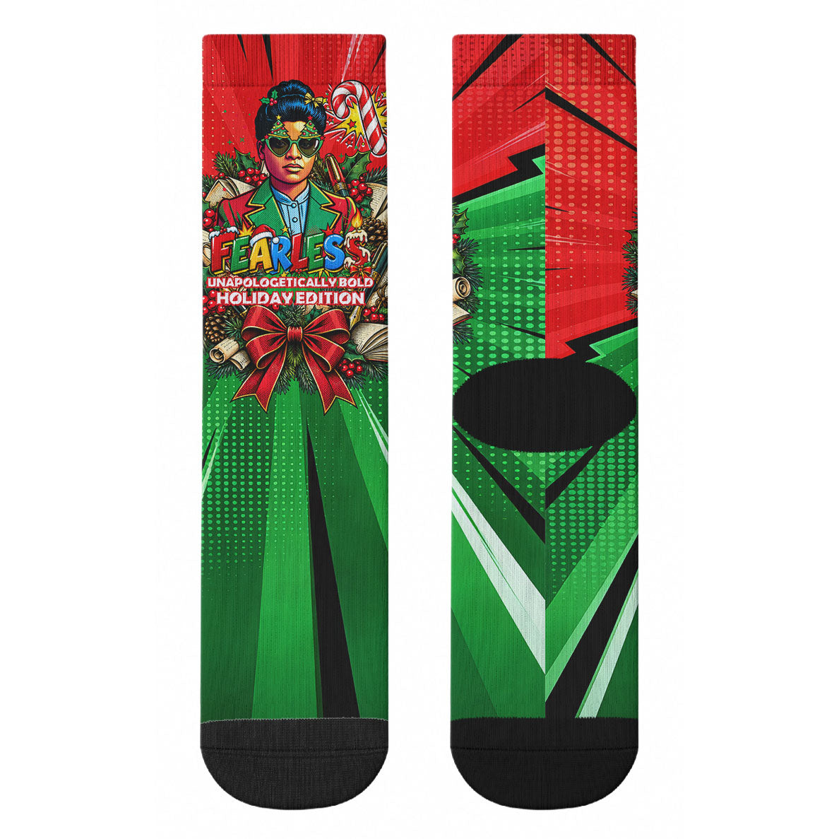 Ida B. Wells Fearless Crew Socks Festive Pop Art Comic Christmas