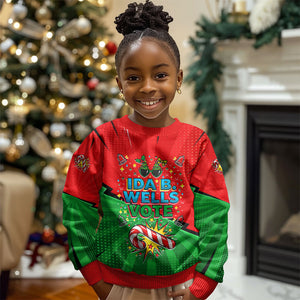 Ida B. Wells Fearless Kid Ugly Christmas Sweater Festive Pop Art Comic Christmas