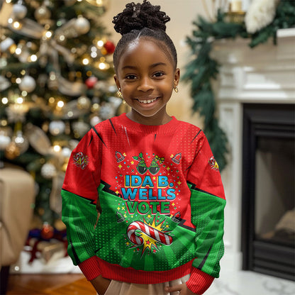 Ida B. Wells Fearless Kid Ugly Christmas Sweater Festive Pop Art Comic Christmas