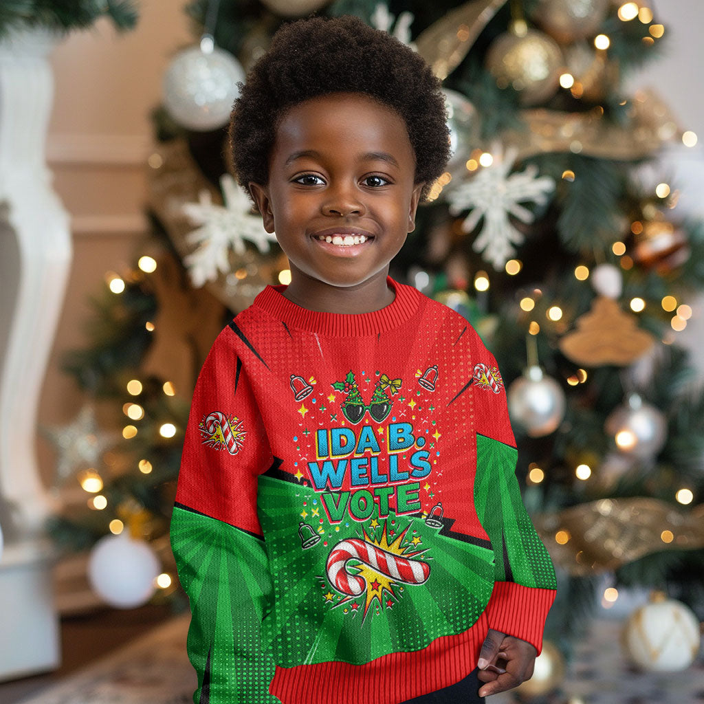 Ida B. Wells Fearless Kid Ugly Christmas Sweater Festive Pop Art Comic Christmas
