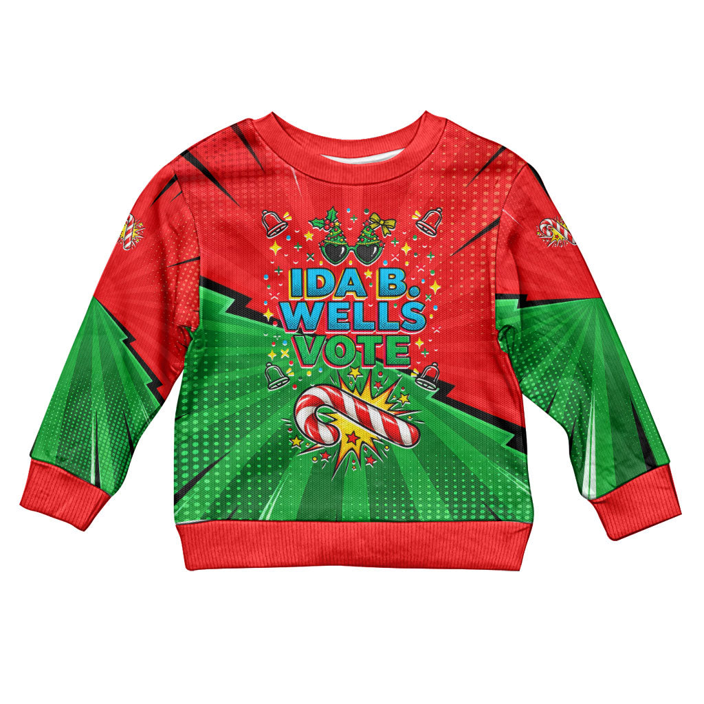 Ida B. Wells Fearless Kid Ugly Christmas Sweater Festive Pop Art Comic Christmas