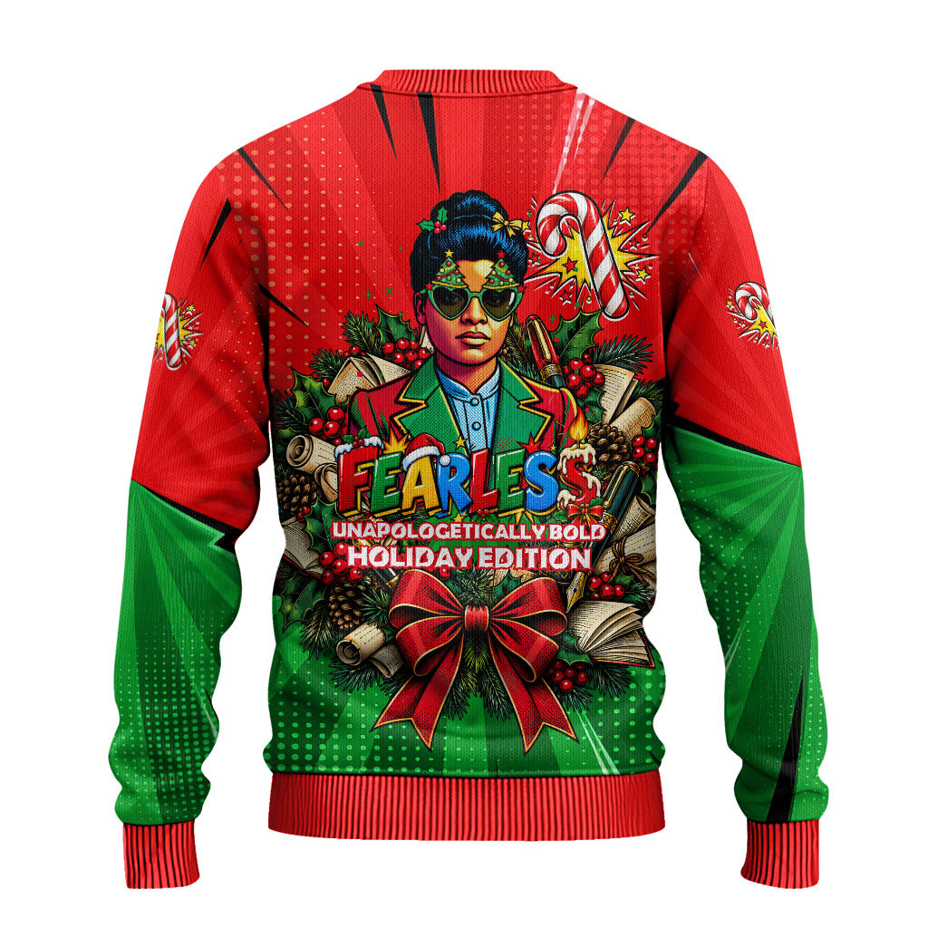 Ida B. Wells Fearless Ugly Christmas Sweater Festive Pop Art Comic Christmas