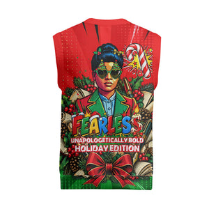 Ida B. Wells Fearless Christmas Knitted V-Neck Vest Festive Pop Art Comic Christmas