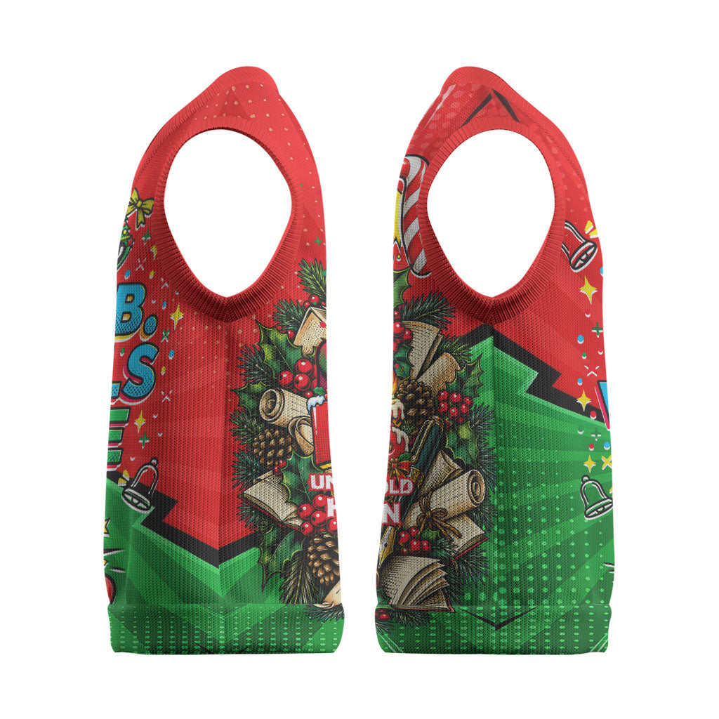 Ida B. Wells Fearless Christmas Knitted V-Neck Vest Festive Pop Art Comic Christmas