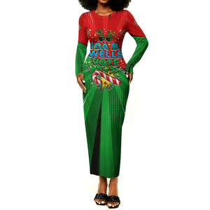 Ida B. Wells Fearless Long Sleeve Bodycon Dress Festive Pop Art Comic Christmas