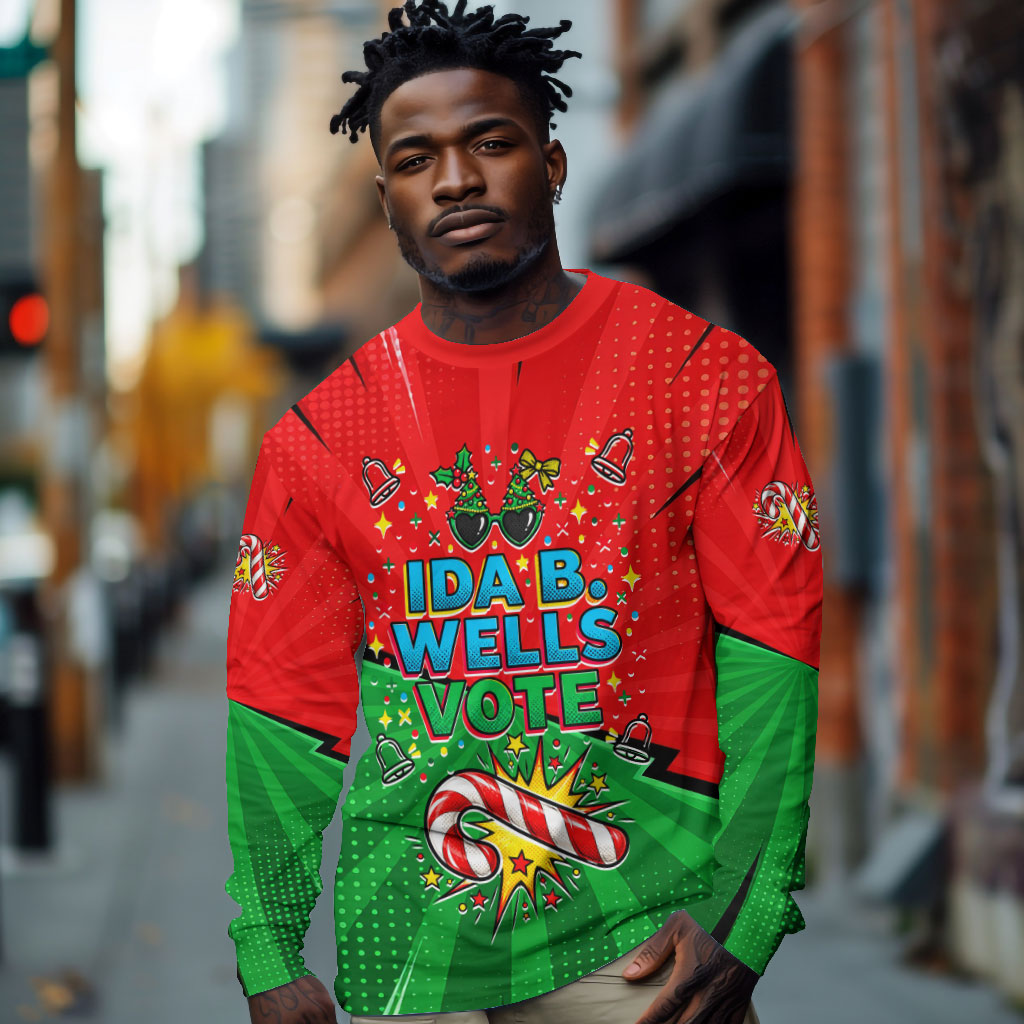 Ida B. Wells Fearless Long Sleeve Shirt Festive Pop Art Comic Christmas
