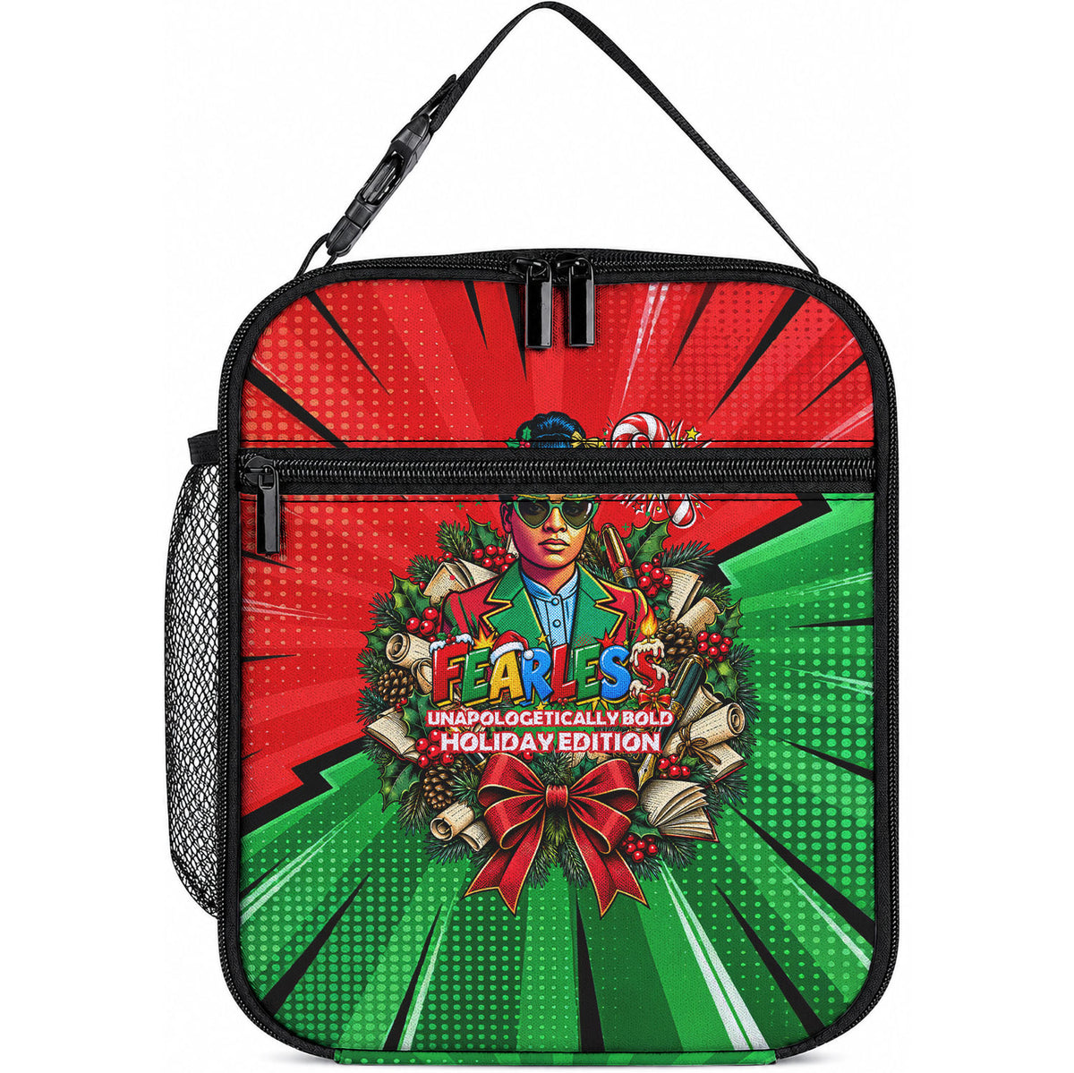 Ida B. Wells Fearless Lunch Bag Festive Pop Art Comic Christmas