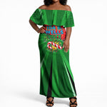 Ida B. Wells Fearless Off Shoulder Maxi Dress Festive Pop Art Comic Christmas