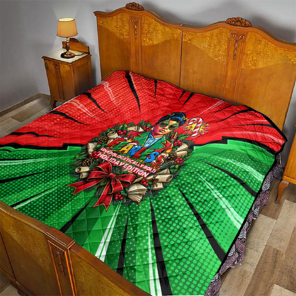 Ida B. Wells Fearless Quilt Festive Pop Art Comic Christmas