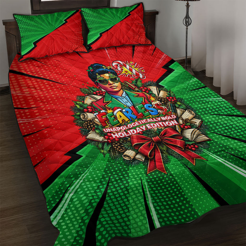 Ida B. Wells Fearless Quilt Bed Set Festive Pop Art Comic Christmas