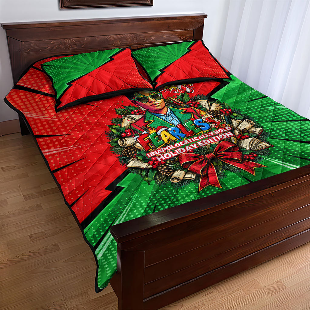 Ida B. Wells Fearless Quilt Bed Set Festive Pop Art Comic Christmas