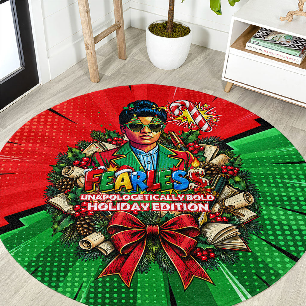 Ida B. Wells Fearless Round Carpet Festive Pop Art Comic Christmas