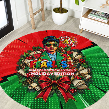 Ida B. Wells Fearless Round Carpet Festive Pop Art Comic Christmas