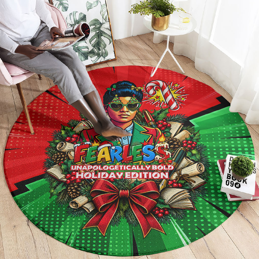 Ida B. Wells Fearless Round Carpet Festive Pop Art Comic Christmas